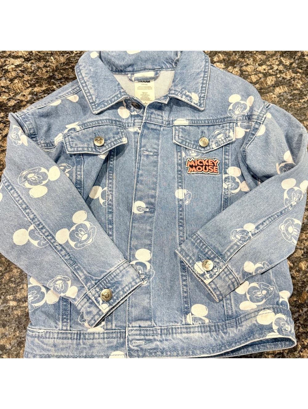 Disney Mickey Mouse Denim Jacket Kids Size 6 All Over Print | SKU 0100